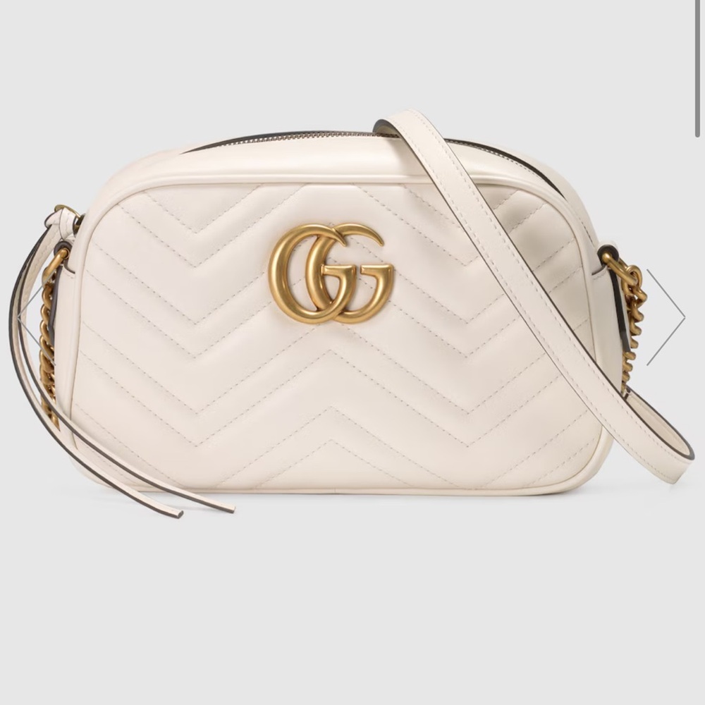 Gucci GG Marmont Small Shoulder Bag White Leather